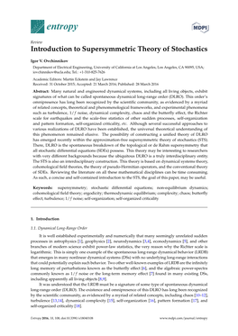 Introduction to Supersymmetric Theory of Stochastics