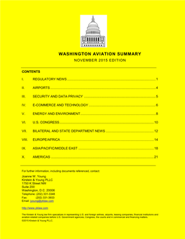 Washington Aviation Summary November 2015 Edition