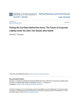 The Future of Corporate Liability Under the Alien Tort Statute After Kiobel