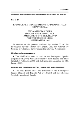 Endangered Species (Import and Export) Act (Chapter 92A)