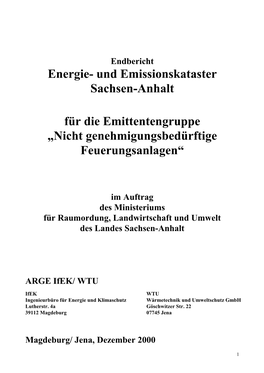 Energie- Und Emissionskataster Sachsen-Anhalt Für Die