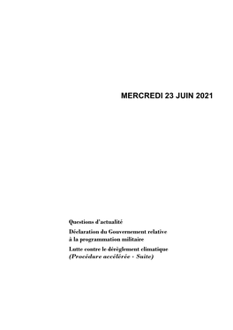 Mercredi 23 Juin 2021