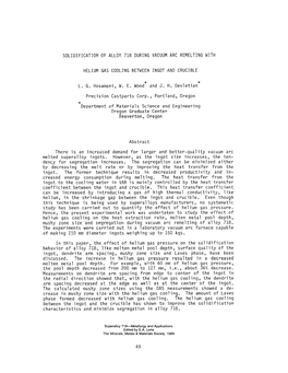 Solidification of Alloy 718 During Vacuum Arc Remelting with Helium