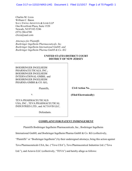 Charles M. Lizza William C. Baton One Riverfront Plaza, Suite 1520 Newark, NJ 07102-5246 (973) 286-6700 Clizza@Saul.Com Attorney