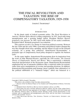 The Fiscal Revolution and Taxation: the Rise of Compensatory Taxation, 1929–1938