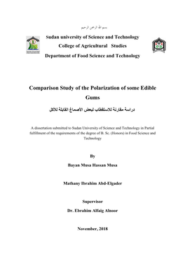 Comparison Study of the Polarization of Some Edible Gums