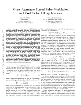 M-Ary Aggregate Spread Pulse Modulation in Lpwans for Iot Applications