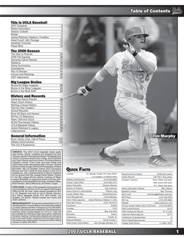 2007 UCLA BASEBALL 1 Table of Contents