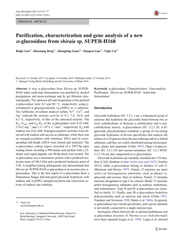 Purification, Characterization and Gene Analysis of a New Α-Glucosidase from Shiraia Sp