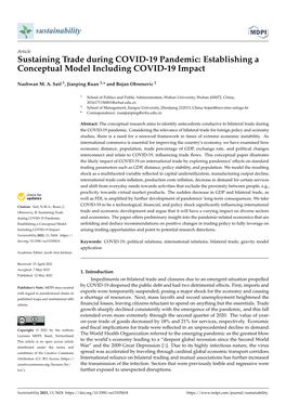 Sustaining Trade During COVID-19 Pandemic: Establishing a Conceptual Model Including COVID-19 Impact