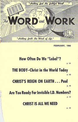 THE BODY-Christ in the World Today CHRIST's REIGN on EARTH