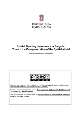 Spatial Planning Instruments in Bulgaria: Toward the Europeanization of the Spatial Model