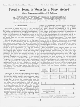 Speed of Sound in Water by a Direct Method 1 Martin Greenspan and Carroll E