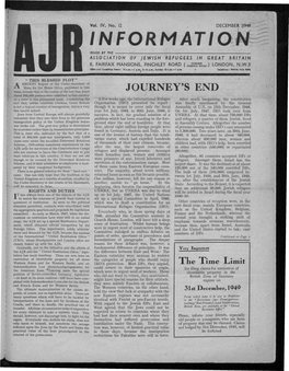 INFORMATION Itsued Ir the ASSOCIATION of JEWISH REFUGEES in GREAT &RITAIN 8, FAIRFAX MANSIONS, FINCHLEY ROAD ( FA.RF°AX'ioad ) LONDON