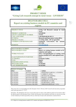 D 2.1 Report on Existing Business Models in EU Countries and Regions LIVERUR GA 773757