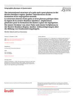 The International Structure of a Pala and a Peat Plateau in The