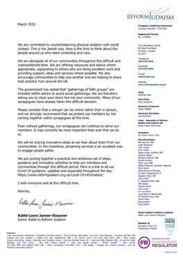 Reform Judaism Letterhead