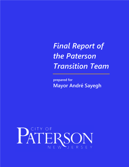 Final Report of the Paterson Transition Team Prepared For