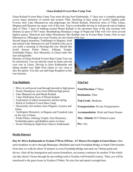 Lhasa Kailash Everest Base Camp Tour