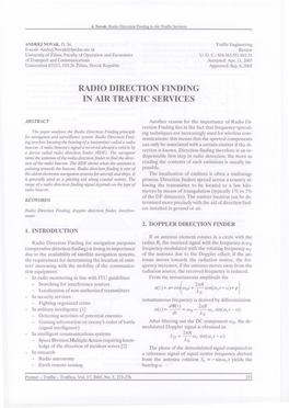 Radio Direction Finding in Air Traffic Services