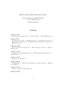 Spectra and Stable Homotopy Theory