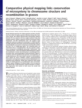 Comparative Physical Mapping Links Conservation of Microsynteny to Chromosome Structure and Recombination in Grasses