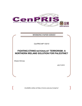 Fighting Ethno-Nationalist Terrorism: a Northern Ireland Solution for Palestine?