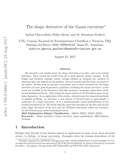 24 Aug 2017 the Shape Derivative of the Gauss Curvature