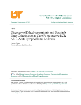 Discovery of Dihydroartemisinin and Dasatinib Drug Combination To