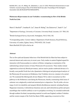 Pleistocene Till Provenance in East Yorkshire: Reconstructing Ice Flow of the British North Sea Lobe