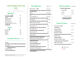 Chef Specials Sweet and Sour Lunch / Dinner Classic Entrees