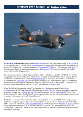 Brewster F2A2 Buffalo 44” Wingspan (1.10M)