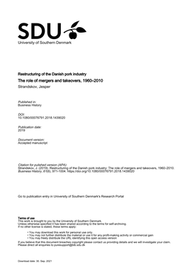 The Role of Mergers and Takeovers, 1960–2010 Strandskov, Jesper