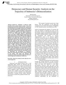 Democracy and Human Security: Analysis on the Trajectory of Indonesia’S Democratization