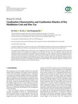 Combustion Characteristics and Combustion Kinetics of Dry Distillation Coal and Pine Tar