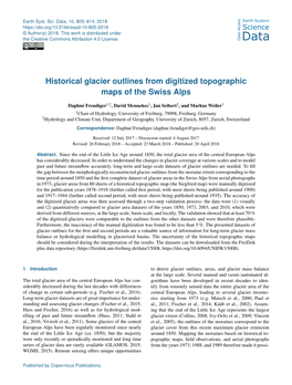 Historical Glacier Outlines from Digitized Topographic Maps of the Swiss Alps