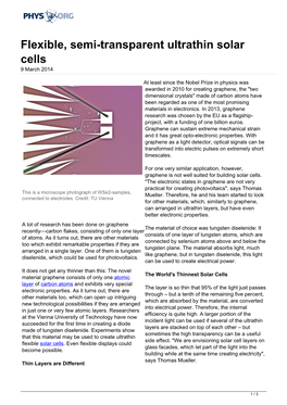 Flexible, Semi-Transparent Ultrathin Solar Cells 9 March 2014