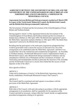 Agreement Between the Government of Ireland And