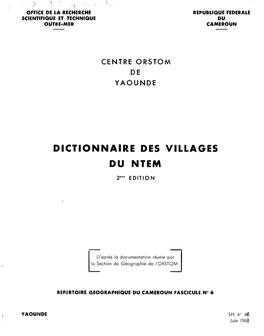 Dictionnaire Des Villages Du Ntem