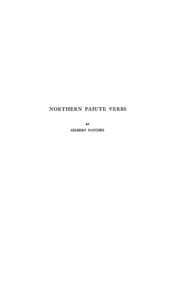 Northern Paiute Verbs