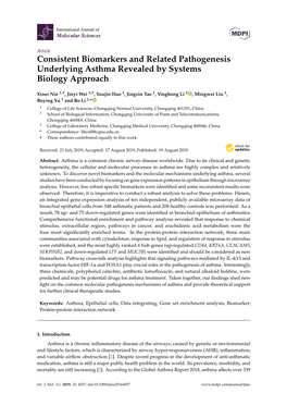 Consistent Biomarkers and Related Pathogenesis Underlying Asthma Revealed by Systems Biology Approach