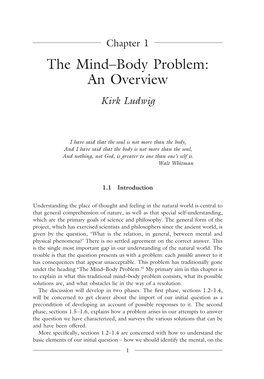 The Mind–Body Problem: an Overview