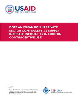 Does an Expansion in Private Sector Contraceptive Supply Increase Inequality in Modern Contraceptive Use?