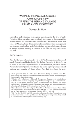 John Rufus's View of Peter the Iberian's Journeys in Late Antique Palestine1