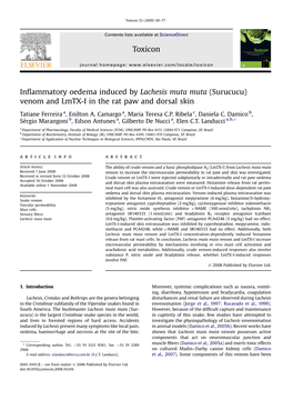 Inflammatory Oedema Induced by Lachesis Muta Muta