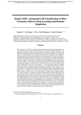 Automated Cell Classification of Mass Cytometry Data by Deep