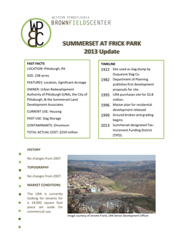 SUMMERSET at FRICK PARK 2013 Update