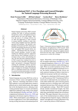 Arxiv:2104.07874V1 [Cs.CL] 16 Apr 2021 Tersection of Basic Science and Applied Technolo- Search Aims to Understand Why One Translation Suc- Gies