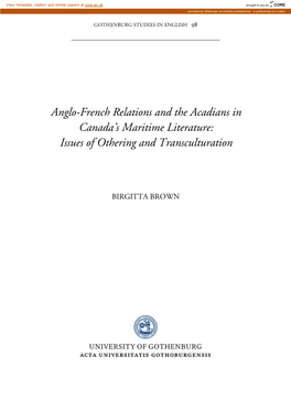 Anglo-French Relations and the Acadians in Canada's