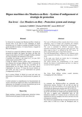 Digues Maritimes Des Moutiers-En-Retz – Système D’Endiguement Et Stratégie De Protection